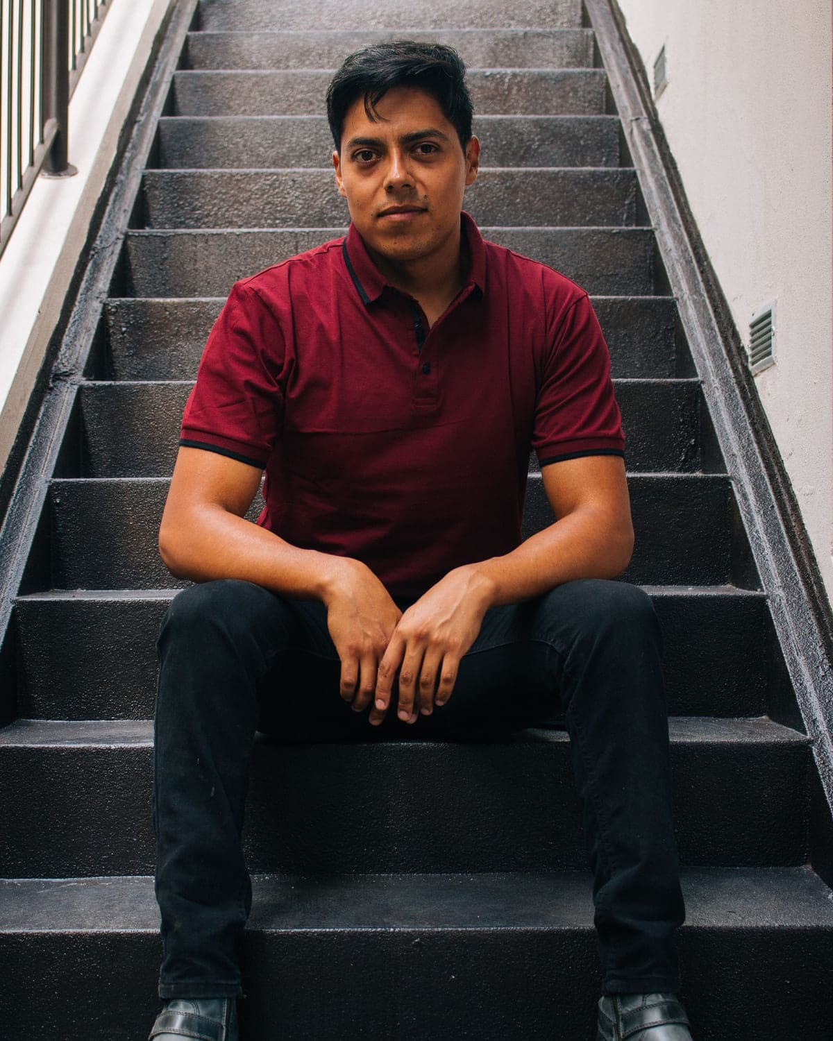 Heavyweight Jersey Polo in Maroon — front view
