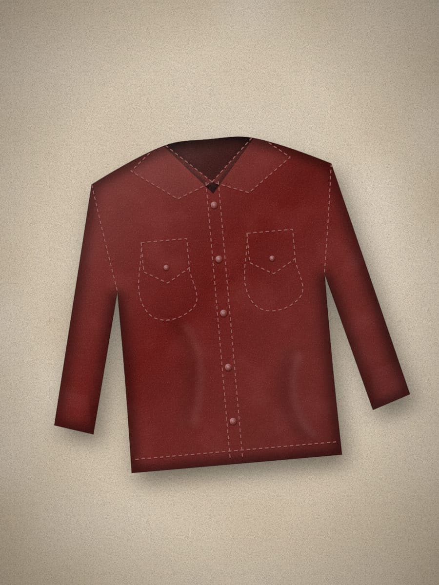Brushed Flannel Overshirt in Maroon — angled view