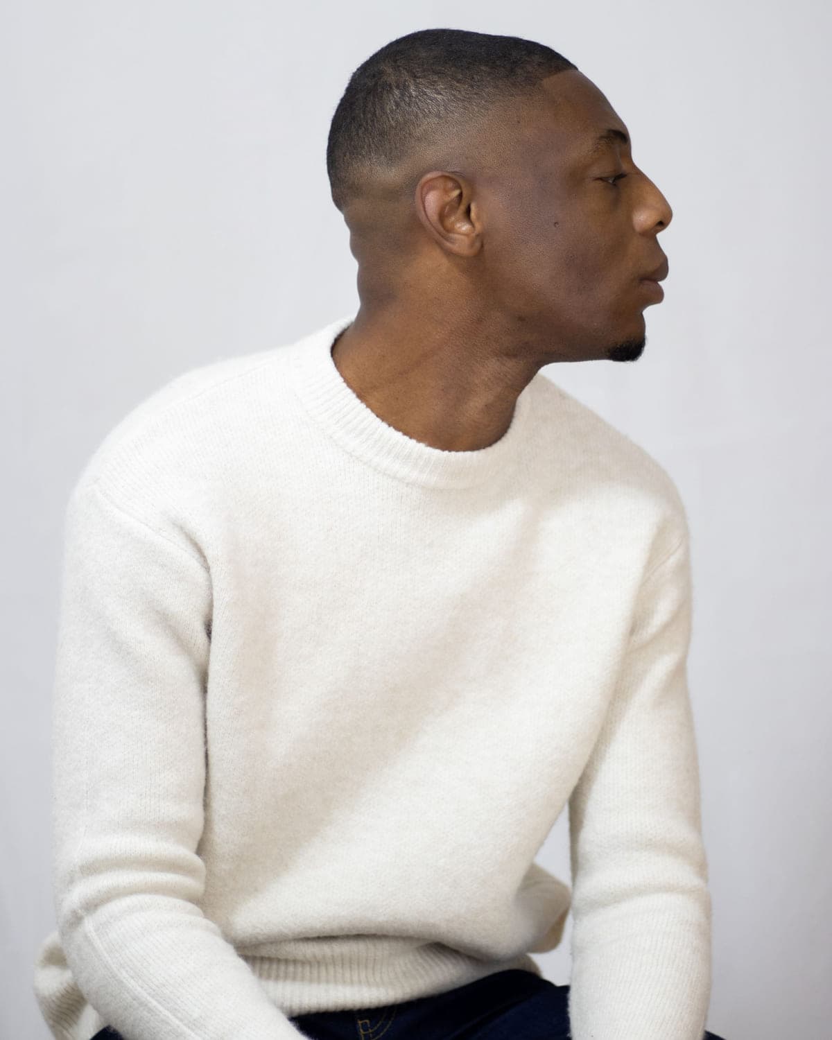 Chunky Cotton Knit in Bone — front view