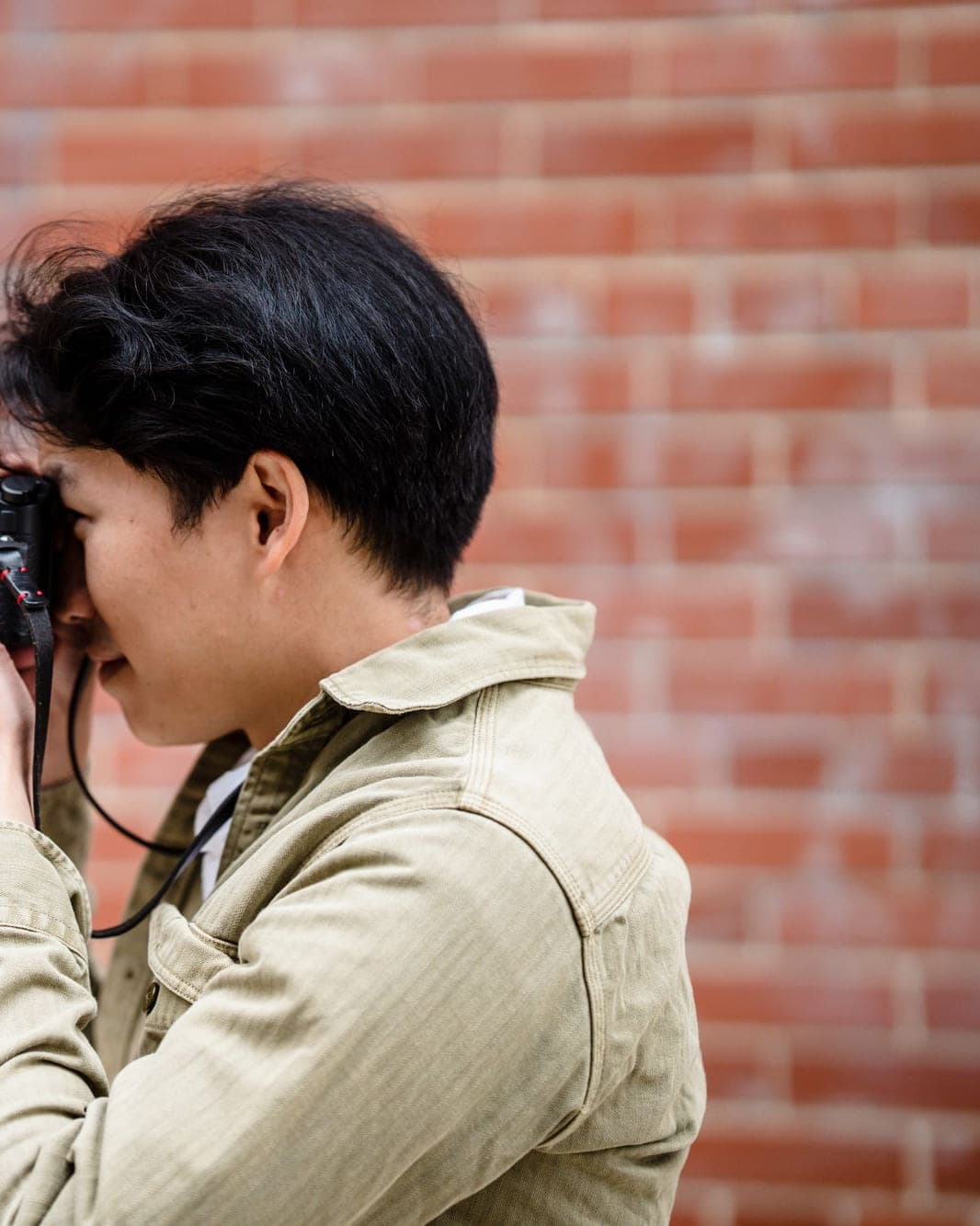 Cotton Chore Jacket in Khaki — side view