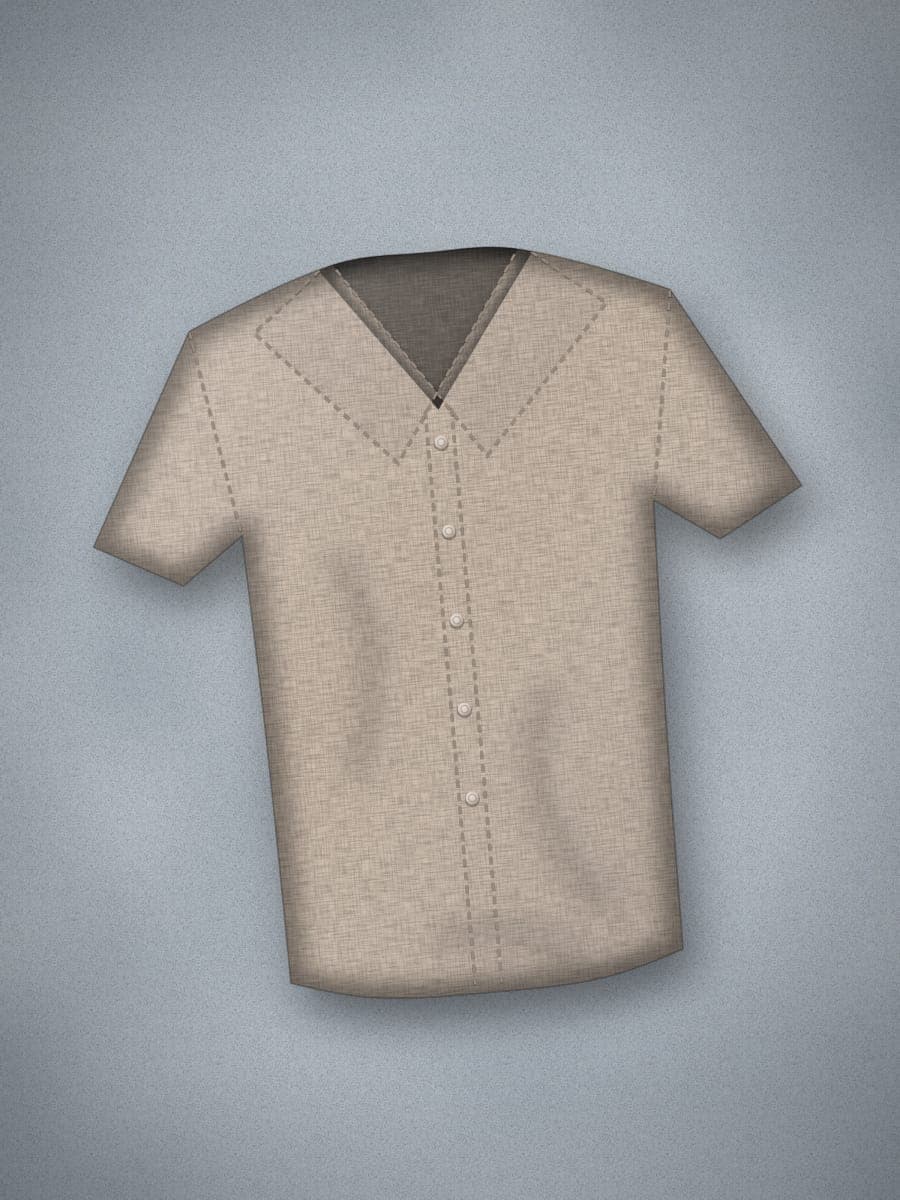 Linen Camp Shirt in Sand — angled view