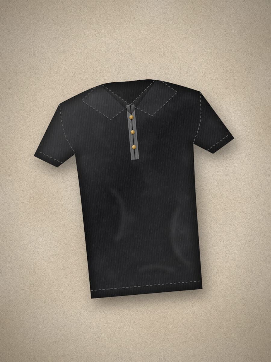 Piqué Polo in Black — angled view